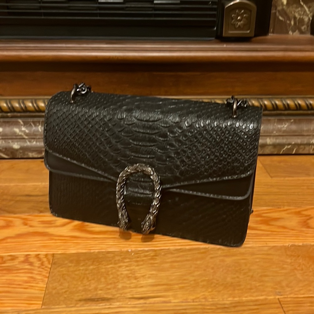 black crocodile embroidered fashion shoulder bag every day bag GG inspired